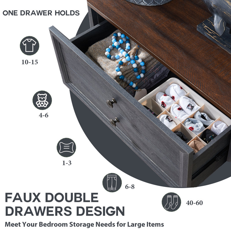 Red Barrel Studio® 58"W 6 Drawer Bedroom Dresser Organizer Storage